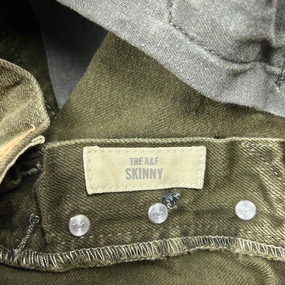 Abercrombie Fitch Jeans Mens 32 x 34 Green Skinny Button Fly Cotton Denim Pants - Picture 6 of 14